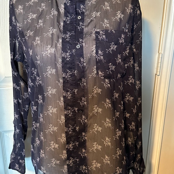 Ralph Lauren denim & supply Al Boyfriend sheer navy button down - Picture 2 of 6